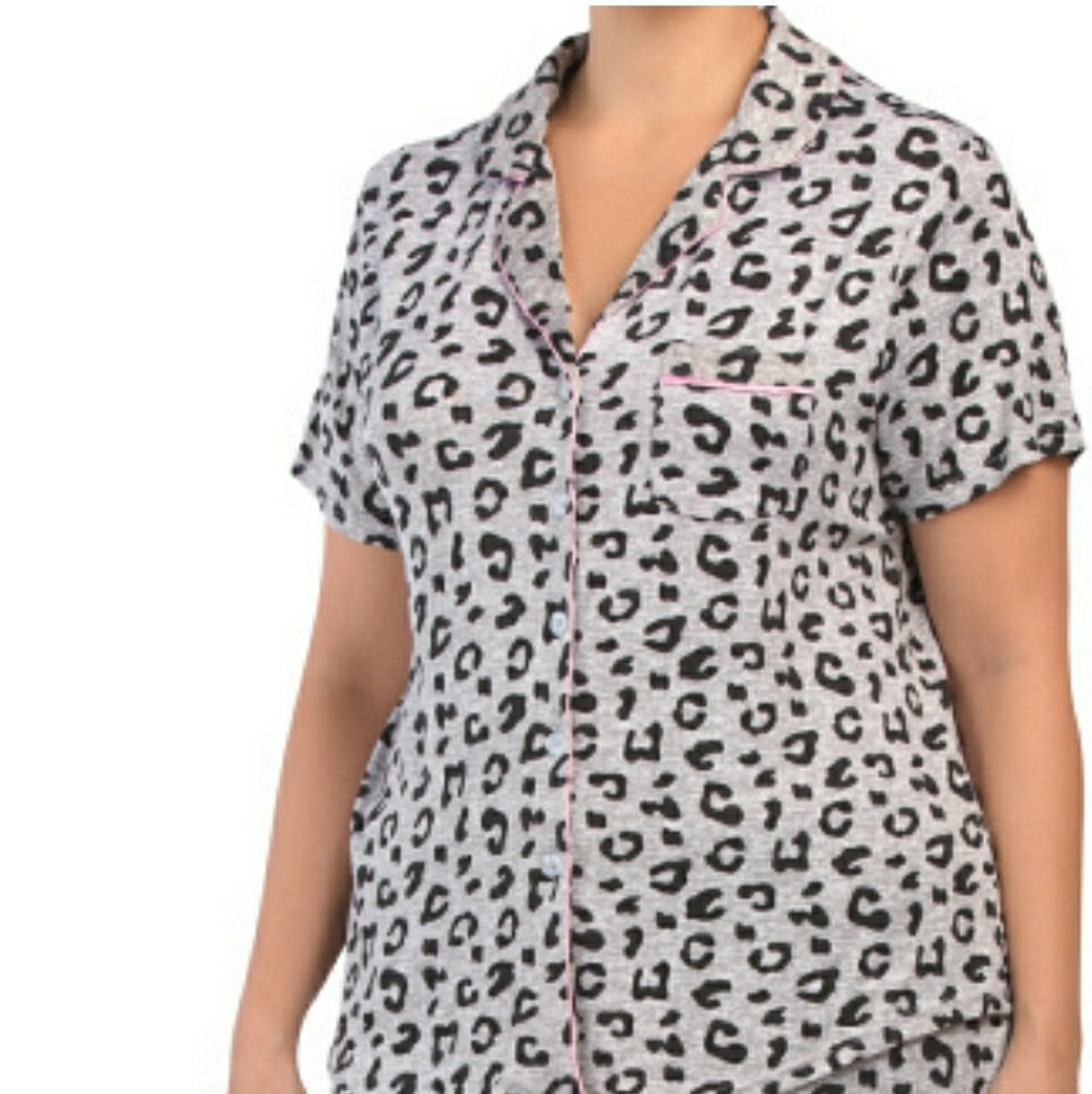 PJ COUTURE Leopard Cozy Lux Notch Short Set
